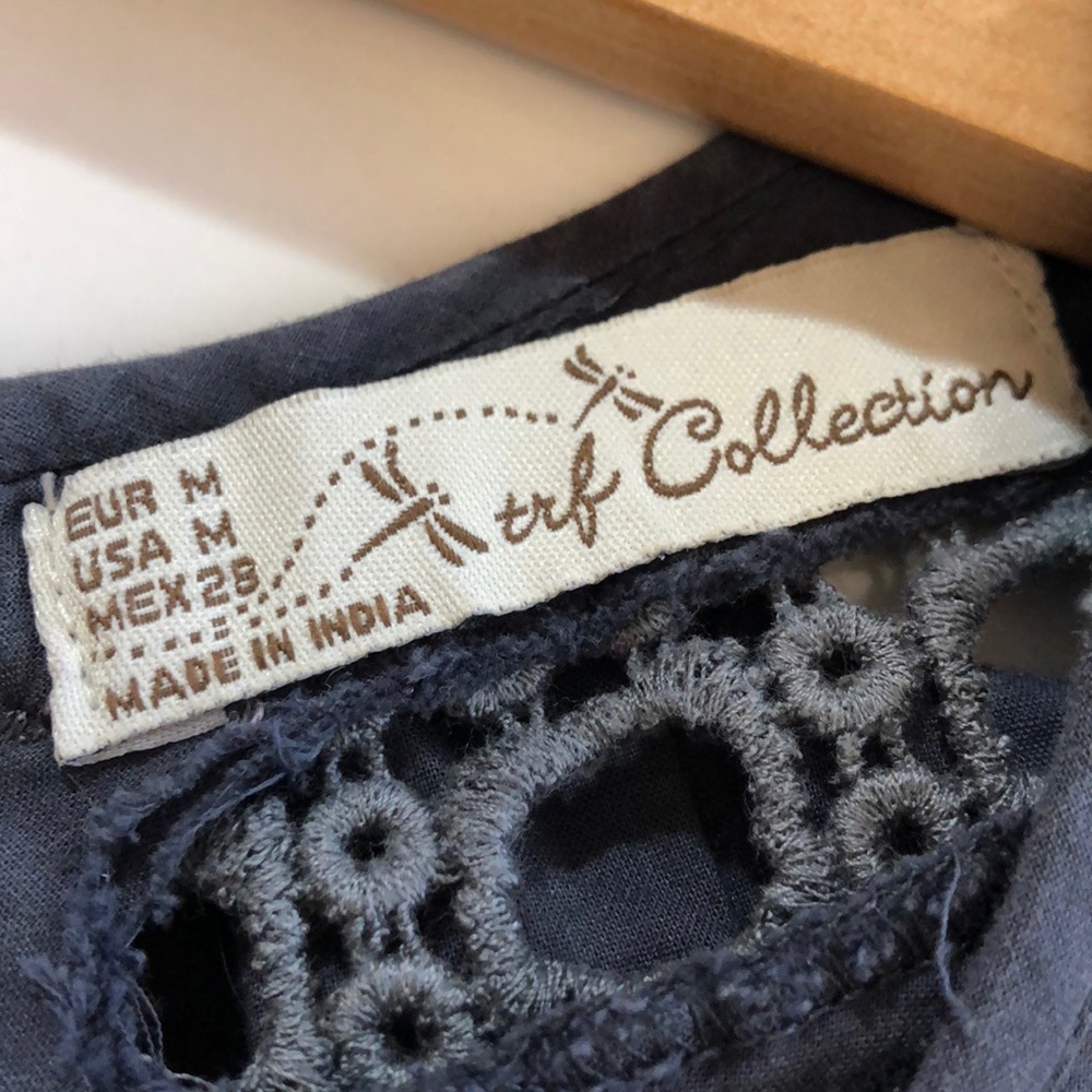 TRF Collection Grey Embroidered Top Size M - Picture 4 of 5